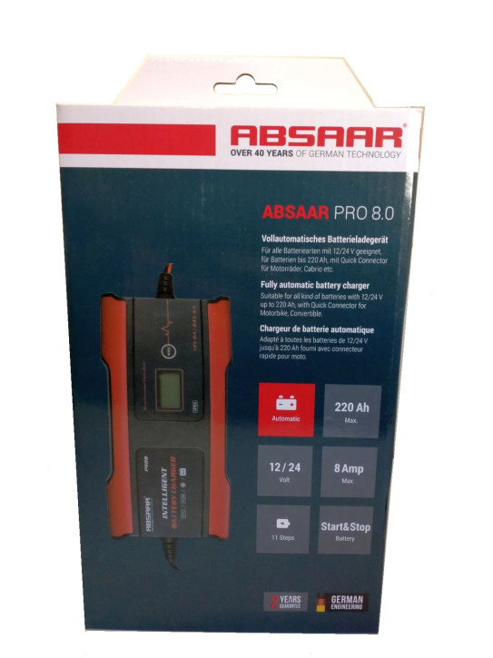 Batterieladegerät ABSAAR AB-Pro 8 für Auto - Motorrad usw. 12/24V