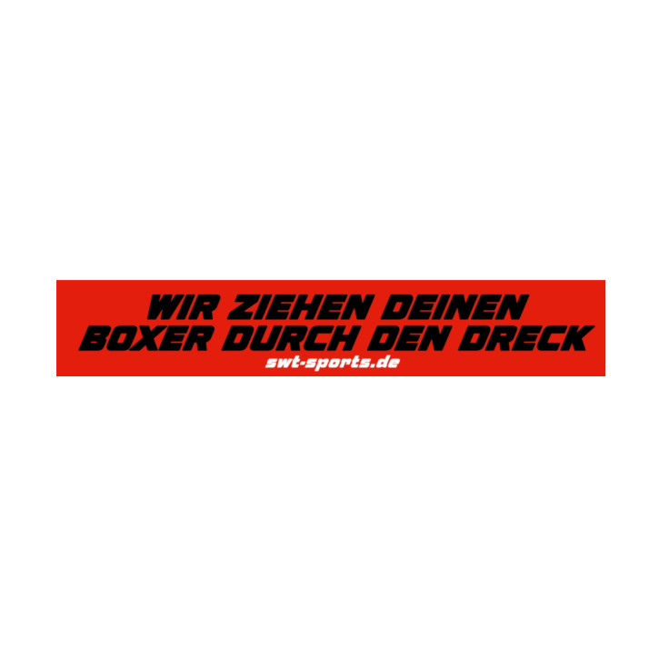Aufkleber SWT-SPORTS - Wir ziehen deinen Boxer durch den Dreck rot