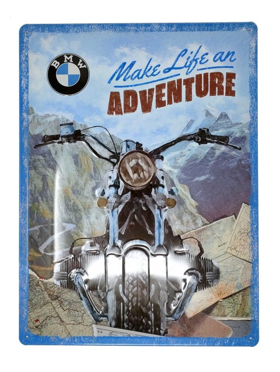 Blechschild BMW Motorrad – Make Life an Adventure, 30x40 cm, Metall
