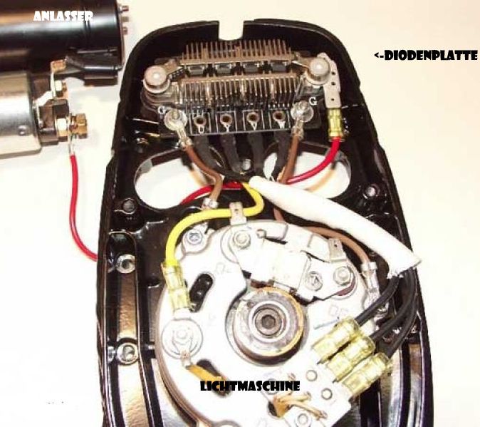 Anbau der Diodenplatte im BMW Boxer Rumpf