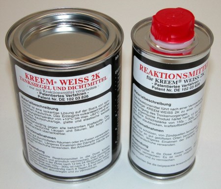 Tanksiegel Hersteller Kreem ROT 2K Tanksiegel-Set - 2-teilig, 1,3 Kg, Für Stahlblechtanks Bis 80 Liter Tankversiegelung Stahlblech