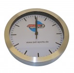 Funk Metall Wanduhr mit SWT-SPORTS  Logo